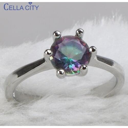 Cellacity Classic Ring for Women Sterling Silver 925 Jewelry Gemstones Simple Design Color Topaz Fashion Fine Jewelry Engagement
