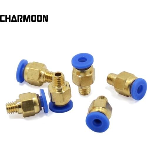 M6 Pneumatic Straight Connector Brass Part For MK8 OD 4mm 2mm Tube Filament M6 Feed Fitting Coupler For 3D Printers Parts