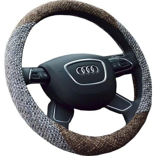 Car steering wheel cover Summer steering wheel Flax material car styling Environmental Non-slip breathable steering-wheel