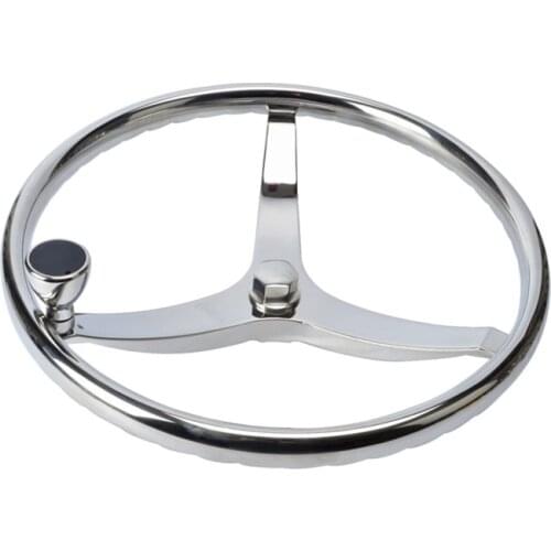 Stainless Steel Boat Steering Wheel 3 Spoke 13-1/2" Dia, with 5/8" -18 Nut
