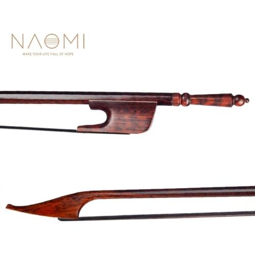 NAOMI Baroque Style 4/4 Violin Bow Snakewood Bow With Long Screw Snakewood Accessories Black Horsehair Straight Bow