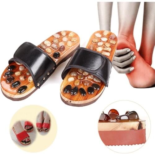 Natural Pebble Stone Foot Massager Slippers Reflexology Care Blood Activating Foot Acupuncture Point Massage Shoes For Men Women