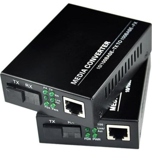 1 double 10/100M Fast Ethernet media converter, 1 RJ45 1 SFP 25KM Simplex mode optical fiber transceiver