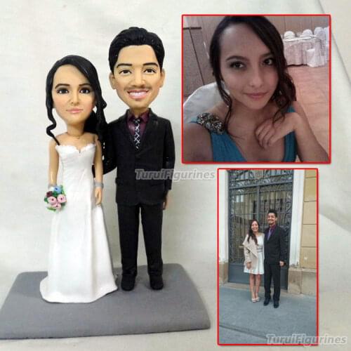 Handmade miniature bride groom doll figurine in wedding dress unicorn topper cake topper strass figurine madoka licorne sasuke