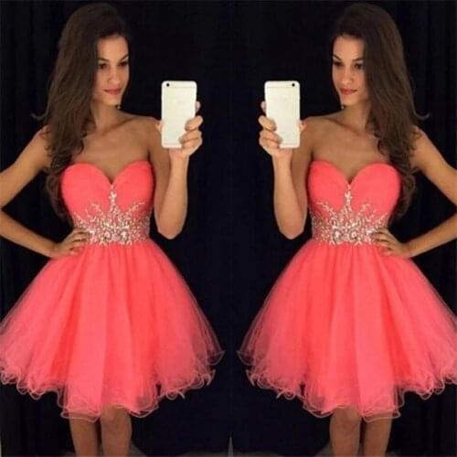 Fashion Sweetheart Short Homecoming Dresses Vestidos de festa Sparkly Crystal Beading Junior Graduation Formal Party Gowns HOT