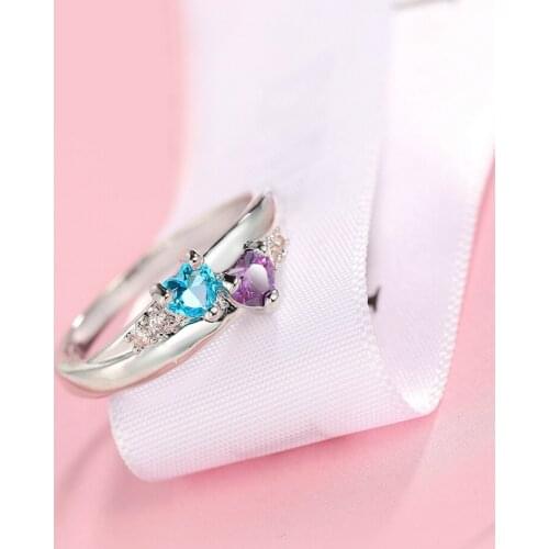 Trendy tops Double Heart Ring in Rhodium Plated Wedding Bands Rings For Women Accessories Engagement cute Jewelry