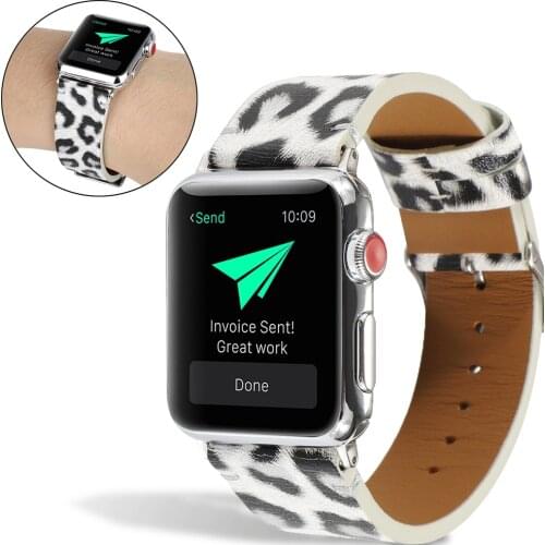 Fashion Leopard Print Leather Strap for Apple Watch Band Series SE/6/5/4/3/2 Replacement Bracelet for iWatch 44MM 40MM 42MM 38MM