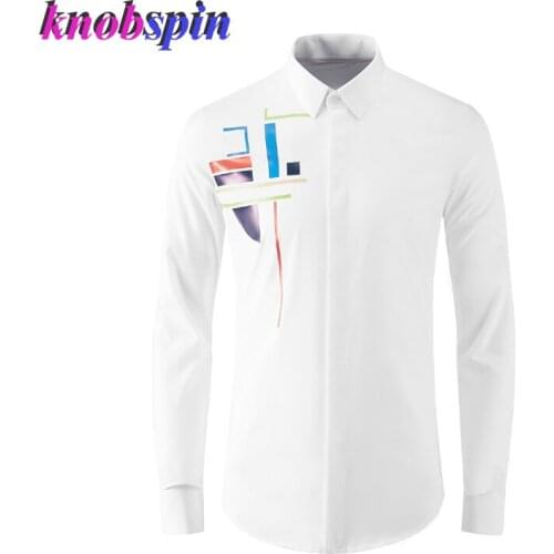 Personality Colored Drawing Male Shirts Luxury Long Sleeve Streetwear Mens Dress Shirts Slim Fit Party Tuxedo Man Shirts M-4XL