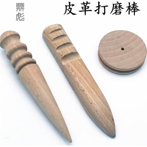 Leather diy sanding tool three-piece set, leather edge treatment, trimming, polished wooden sanding tool