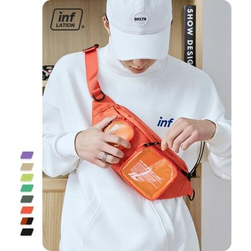 INFLATION Multi-pocket Double Zipper Streetwear Waist Bag Clear Fanny Pack Belt Bag Transparent Plastic Large Bum Bag 228AI2019