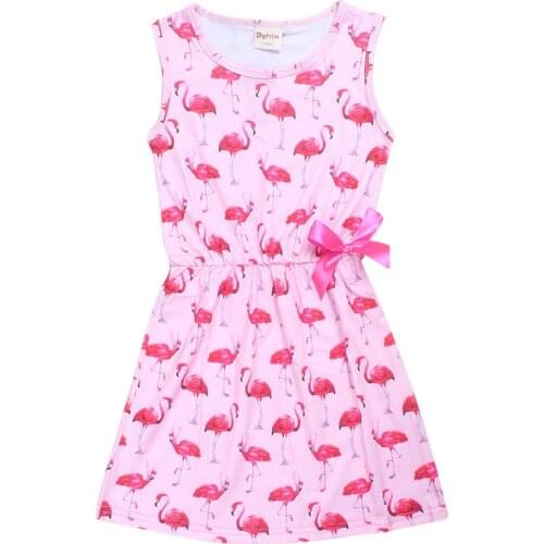 Sleeveless Girl Dress Flamingo Dress for Girls Children Clothes Teenager Designs Princess Dresses Swan Baby Kids Clothes