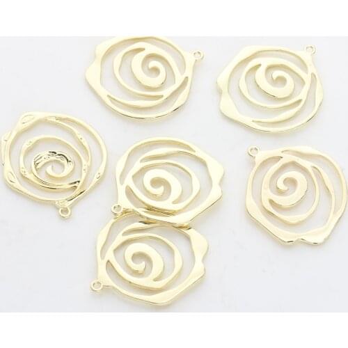 Zinc Alloy Golden Spiral Round Shape Charms Pendant 27mm 6pcs/lot For DIY Drop Earrings Making Accessories