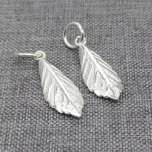 6 Pieces of 925 Sterling Silver Shiny Leaf Charms Nature Tree Leaf Pendant