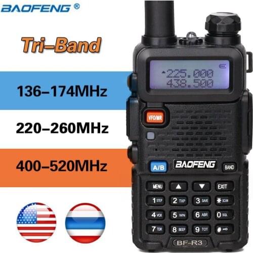 Baofeng BF-R3 Tri-Band Walkie Talkie 220-225MHz Amateur Ham handheld baofeng UV- 5RX3 UV-5R III radio Comunicador Transceiver