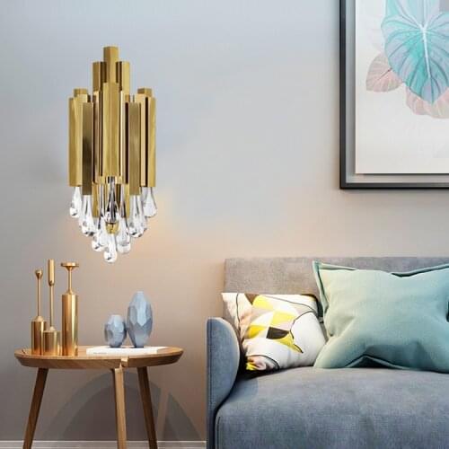 Light luxury wall lamp post modern creative glass Hong Kong style designer living room decoration hallway bedroom