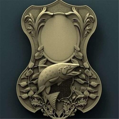 Fish 3d model digital file in STL format for CNC engraving can input Artcam Aspire--fish Mirror frame