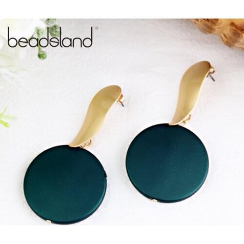 Beadsland Acetic Acrylic Drop Earrings Round Design Fashion Office/career For Woman Girl Party Festival Hot Sell Gift 40278