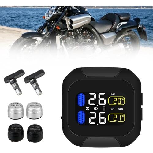 Motor Tire Pressure Monitoring System LCD Display Motorcycle TPMS Tyre Temperature Alarm 2 External Internal TH/WI Sensors