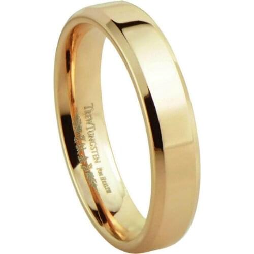Beveled Flat Polished Finish Rose Gold Titanium Band Width - 4MM /TIRI0003RL