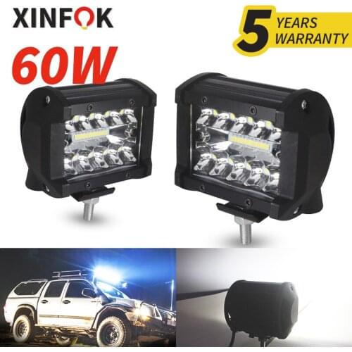 Xinfok LED Car Work Spotlight DC 12 Volts 60 Watts 6500K 3030 SMD for 4x4 4WD SUV Trunk Universal Flood Combo Light