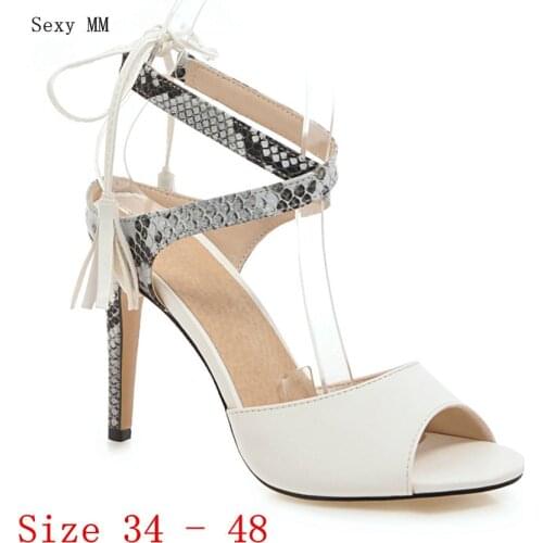 Women Gladiator Sandals High Heels Peep Toe Pumps Summer Shoes Woman High Heel Sandals Plus Size 34 - 40 41 42 43 44 45 46 47 48