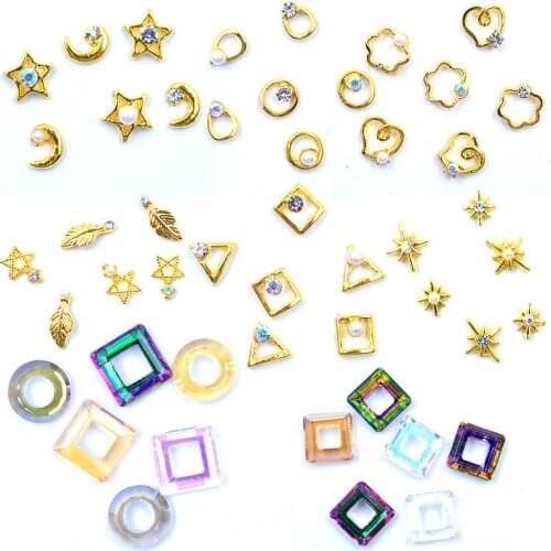 Japan Nail Art Alloy Rivets Studs Shell Moon Star Arrow Heart Metal Accessories for Women Photothera Nail Polish DIY