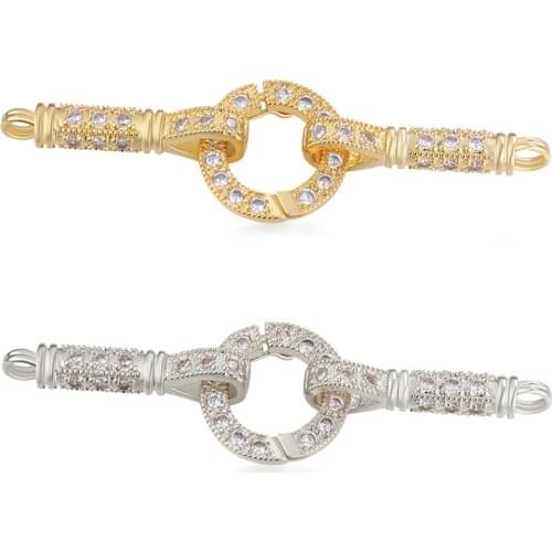 Luxury Zircon Clasp Handmade Connecting Handmade Metal Fastener Closure For Women Natural Stone Pearls Needlework Jewelry Making