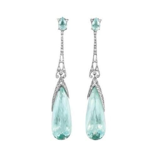 Classic silver color Large Drop Earrings Water Drop Shape Fashion Wedding Jewelry with Crystal CZ for Women Bridal Jewelry