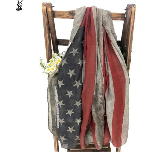 Women Men Old Ombre Star-Spangled Banner Stole Vintage USA Flag Shawl Scarf For Fourth July American Independence Day Gift YG721