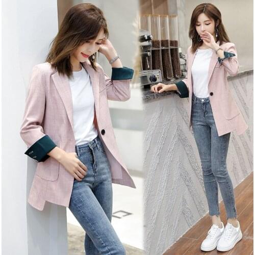 Women Blazer Coat Spring and Autumn Pattern Single-breasted Female Suit Jackets 2020 Autumn Loose Blaser Outwear Femme