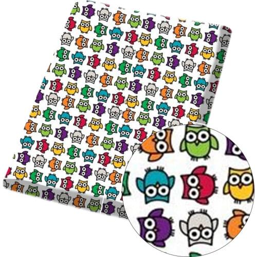 CHEER BOWS 45*150cm 1pc Polyester Cotton Fabrics Owls Animals Printed Cloth Sheets DIY Dress Craft Supplies Home Textile Patches