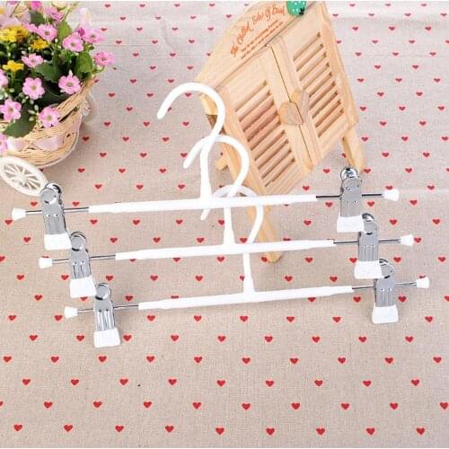 100Pcs Durable Thick Strong White Black Plastic Coated Metal Hanger with Clips for Pants Skirt Trouser Rack SN3481