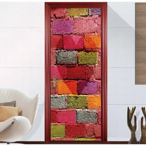 2 pcs/set DIY Self-Adhesive 3d Vinyl Wallpaper PVC Waterproof Door Sticker Imitation Vinyl Wall Stickers Modern Wall Decor Door