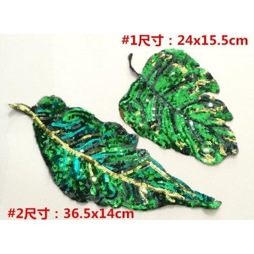 2style green leaf sequins patches vintage embroidered applique for Sweater coat skirt decoration patch garment accessories