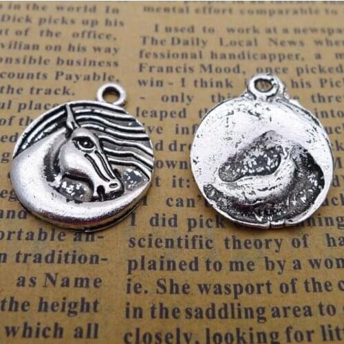 25pcs 20x24mm Vintage Antique Silver Color Alloy Horse Charm For Jewelry Making Handmade DIY Accessories