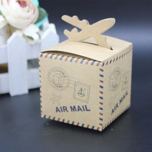 6*6*6CM Festive Party Supplies Event paperboard Vintage Aircraft Wedding Packaging Sugar square Gift Boxes 50pc/lot