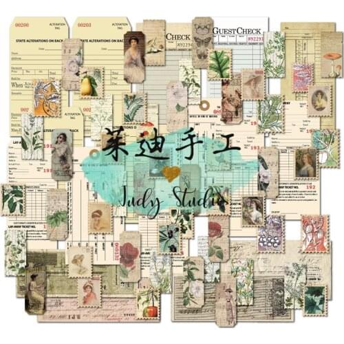 70pcs The Best Age Vintage Oil Painting Tag Stamp Cardstock Die Cut Paper Pack for Scrapbooking Happy Planner/Card Making/Journaling Project Craft