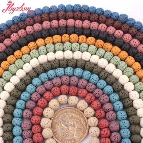 8mm Round Smooth Lava Rock Beads Natural Stone Beads For DIY Necklace Bracelats Earring Woman Jewelry Making 15" Free Shipping