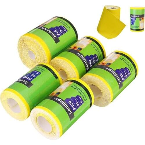 Grit 40 60 80 120 180 5M Fast Sandpaper 1pc Yellow Aluminium Oxide Sanding Roll Woodwork Metalwork Hand Abrasive Tool