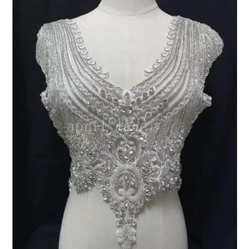 Fast ship good quality Mia011#silver white fringe beads luxury front cutting accessory for wedding bridal /fashion designer