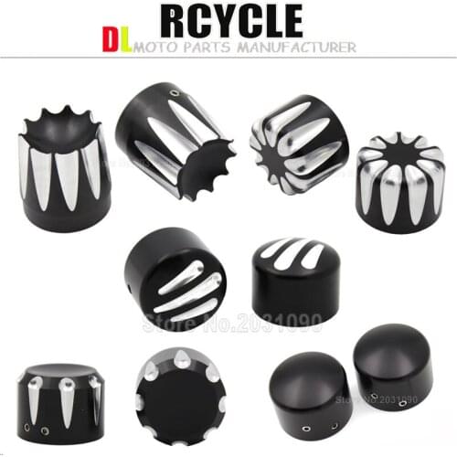 Black Front Axle Nut Cover Bolt For Harley Softail Dyna V-Rod Sportster 883 1200