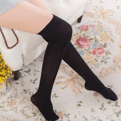 Spring Summer Women Velvet Stockings Solid Over Knee Sexy Thin Socks Japanese Erotic Accessories White Black