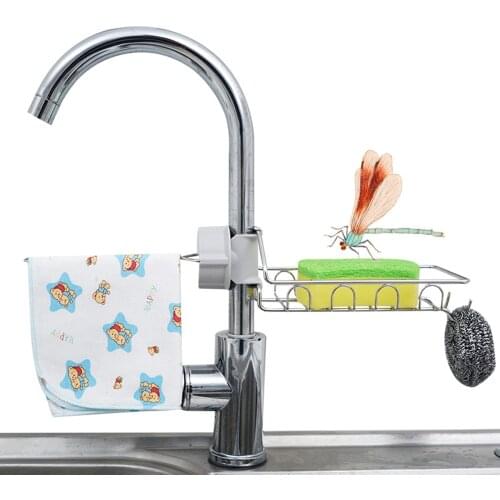 Space Saving Sink Hanging Storage Rack Holder Rust Proof Polished 304 Stainless Steel Bathroom Kitchen Dishcloth Clip On Shelves