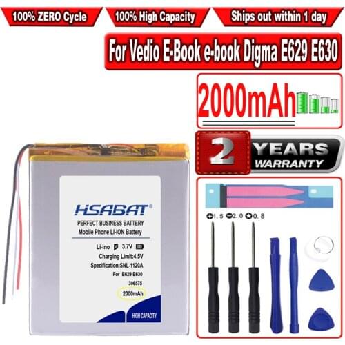 HSABAT 2000mAh 3 line 306573 Battery for Vedio E-Book e-book Digma E629 E630 BOYUE C61 battery gmini t6lhd lite 306575