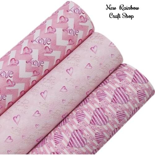 New Rainbow 30x138cm/roll Pink LOVE Pu Printed Faux leather nice fabric for making bags, bows, earrings, DIY handmade crafts