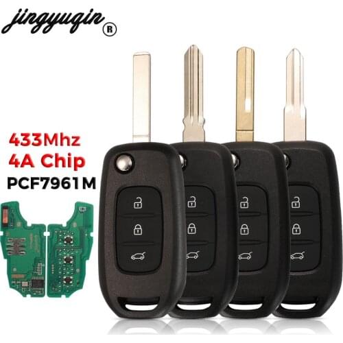 Jingyuqin 3 Buttons Flip Remote Key PCF7961 4A Chip For Renault Kadjar Captur Megane 3 Symbol 433MHz Hu138te VAC102
