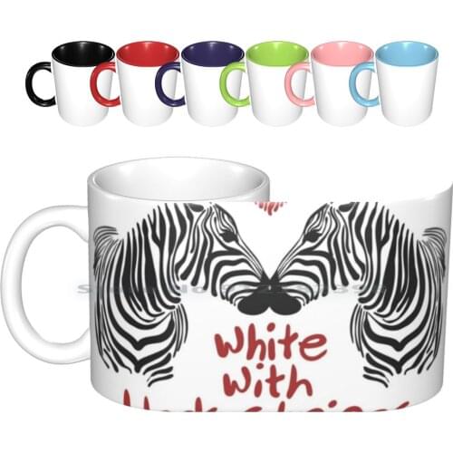 Zebra With Love Ceramic Mugs Coffee Cups Milk Tea Mug Zebra Love White Black Stripe Heart Ramantic Romance Kiss Fashion Popular