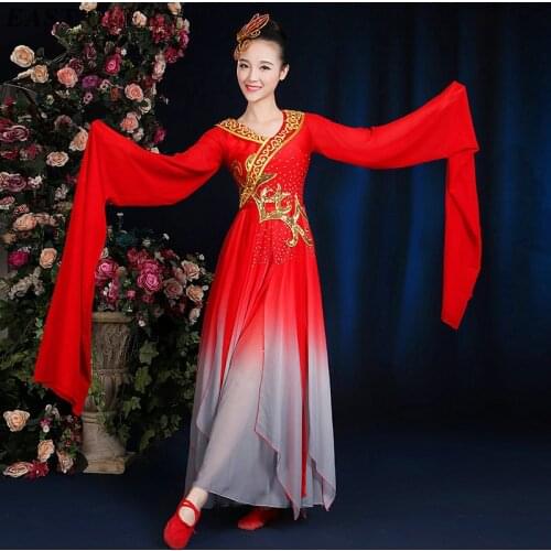 Chinese folk dance yangko oriental dance costumes traditional water sleeve soft cotton umbrella dance clothing KK776 YQ