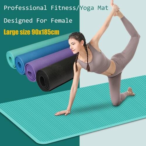 Thicken Non-Slip Fitness Mat 10mm , Yoga Mat Extra Wide 90cm x 185cm Exercise Mat Exercise Mat Men Women Pilate Gymnastics