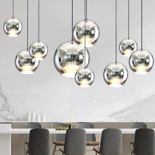 L Nordic restaurant mirror simple staircase cafe bar table plating single head round glass ball decoration small chandelier led